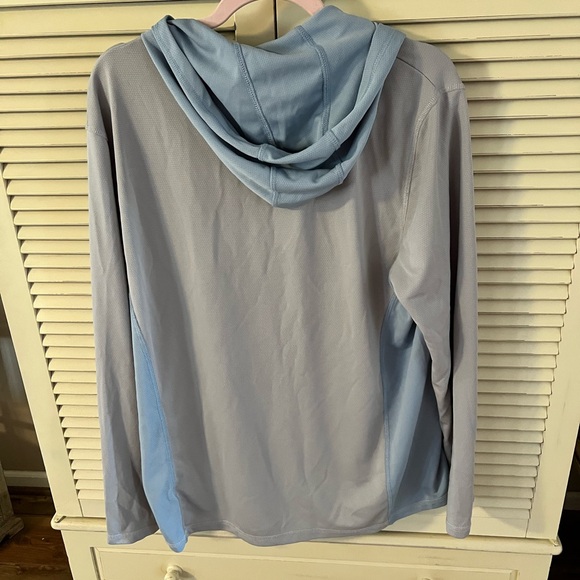 Men's Grey and Blue Hoodie - Picture 2 of 3